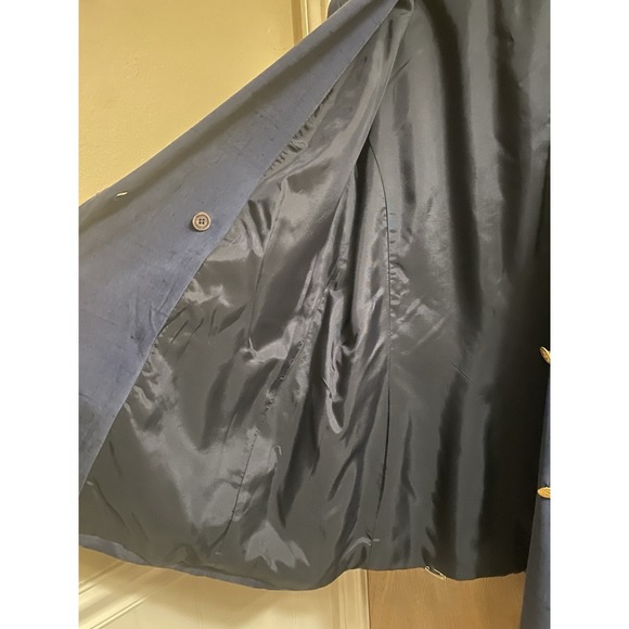 Vintage Silkland 100% Silk Navy Blue Blazer Gold Buttons Oversized Fit Size 14 - Picture 15 of 16